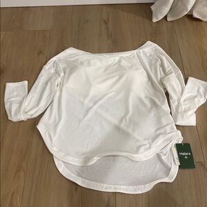 HALARA White Long Sleeve Women's Top with Built in Bra